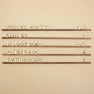 Wooden letters wall menu with solid base