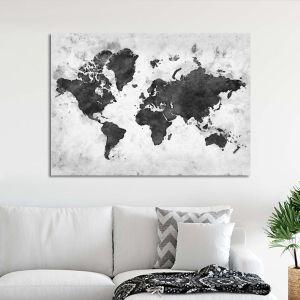 Canvas print Retro map grayscale