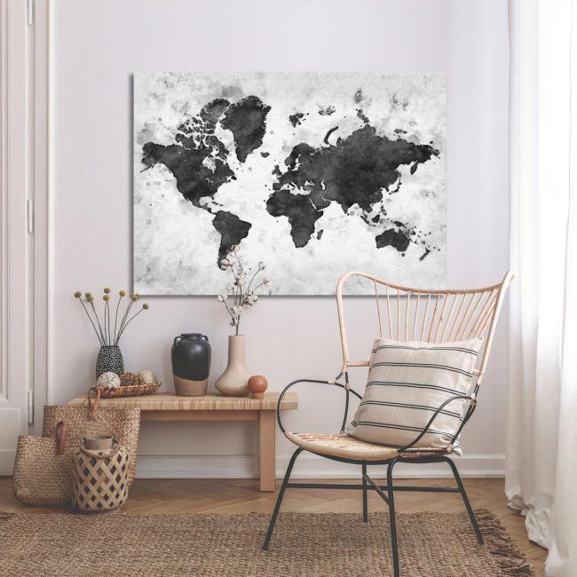 Canvas print Retro map grayscale