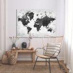 Canvas print Retro map grayscale
