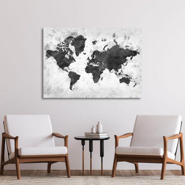 Canvas print Retro map grayscale