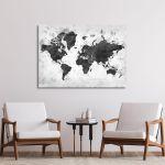Canvas print Retro map grayscale
