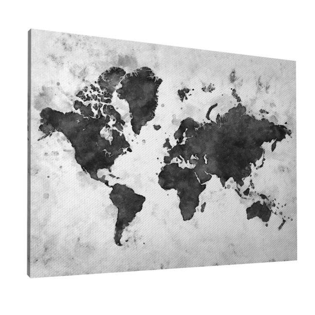 Πίνακας σε καμβά χάρτης ακουαρέλα, Retro map grayscale