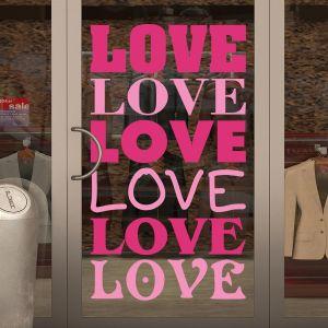 Shop window sales sticker, heart and letters