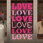 Shop window sales sticker, heart and letters