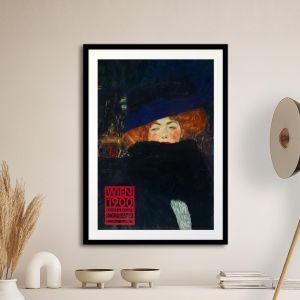 Lady with hat and feather boa, Klimt, poster