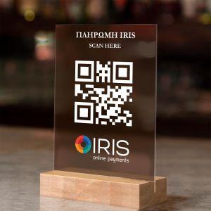 Sign plexiglass fume, QR code, IRIS pay