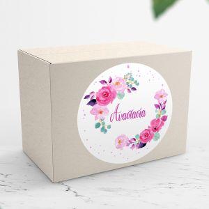 Αυτοκόλλητη ετικέτα Λουλούδια ζωγραφιστά, μοβ θέμα, προσωποποιημένη 2