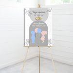 Canvas welcome to my baptism, Twins boy girl with balloons