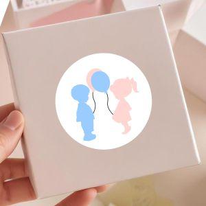 Sticker label Twins, boy girl balloons 2