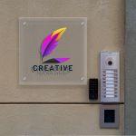 Entrance Sign, transparent plexiglass color print, square