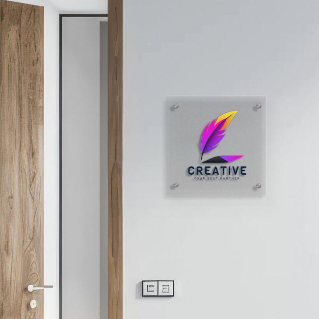 Entrance Sign, transparent plexiglass color print, square