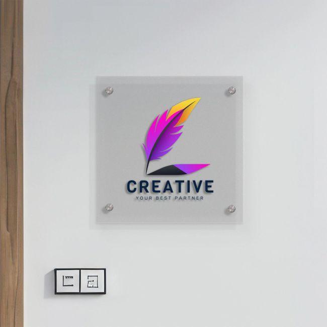 Entrance Sign, transparent plexiglass color print, square