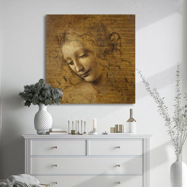 Canvas print La Scapigliata, square, Leonardo da Vinci