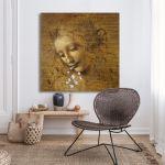 Canvas print La Scapigliata, square, Leonardo da Vinci