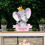 Wooden printed sign, Elephant custom name girl