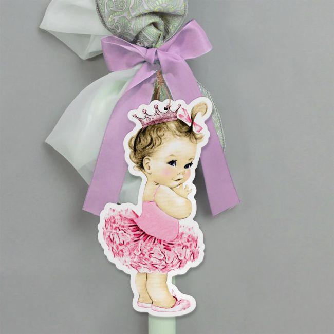 Wooden figure printed ballerina watercolor