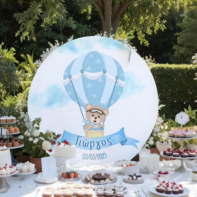 Wooden printed sign, Hot air Balloon pilot bear blue