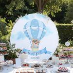 Wooden printed sign, Hot air Balloon pilot bear blue