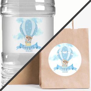 Sticker labelHot air Balloon pilot bear boy