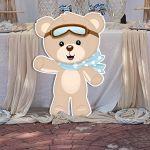 Wooden printed figure, pilot bear blue