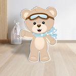 Wooden printed figure, pilot bear blue