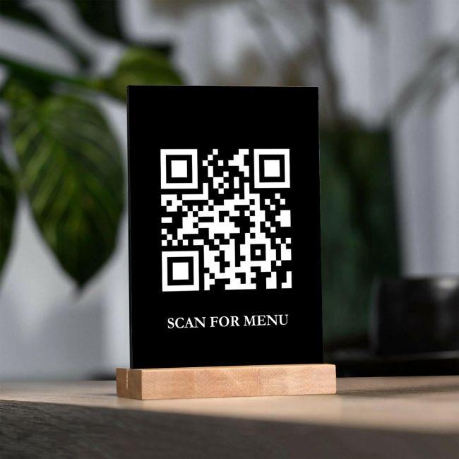 Plexiglass black stand, scan for menu