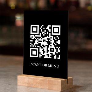 Plexiglass black stand, scan for menu