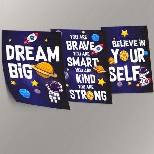 Dream big Space theme, poster 3 panels 2