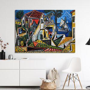 Canvas print Mediterranean landscape reart (original by P. Picasso)
