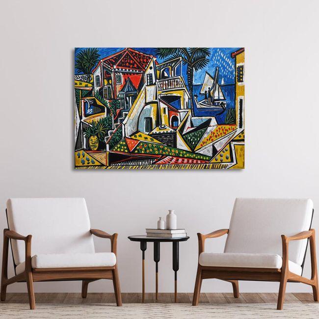 Canvas print Mediterranean landscape reart (original by P. Picasso)