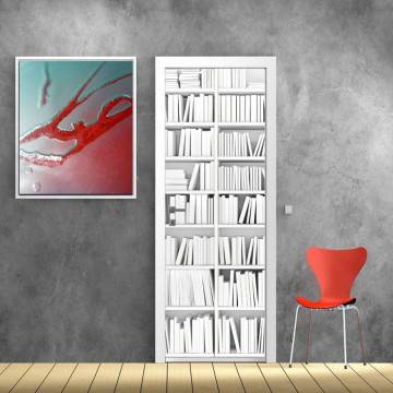 Αυτοκόλλητο πόρτας Λευκή βιβλιοθήκη