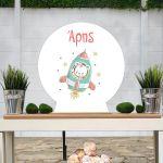 Wooden printed sign, rocket bear