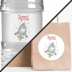 Sticker label rocket bear