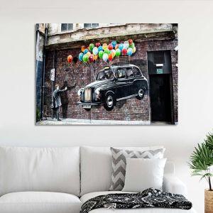 Canvas print Baloon taxi street art