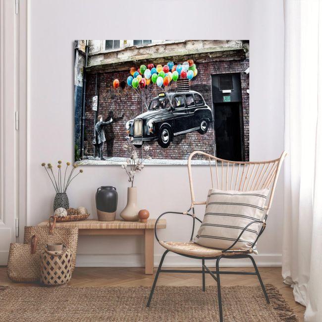 Canvas print Baloon taxi street art