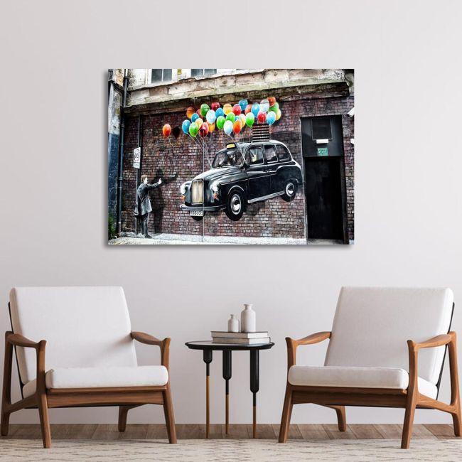 Πίνακας σε καμβά Baloon taxi street art
