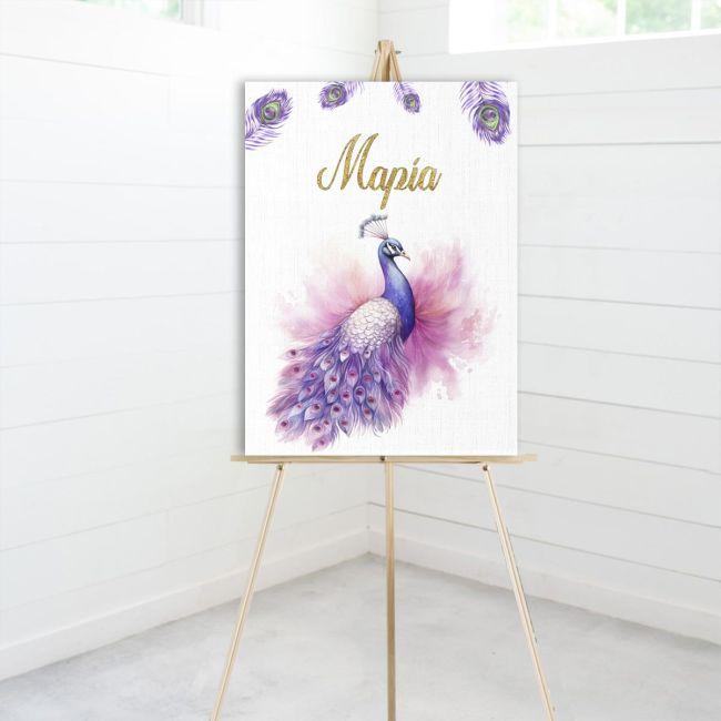 Canvas print baptism, Peacock girly