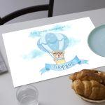 Placemat, teddy bear balloon pilot blue