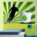 Αυτοκόλλητο τοίχου Ποδοσφαιριστής  με εντυπωσιακό φόντο πράσινο 