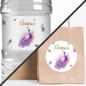 Sticker label purple peackok
