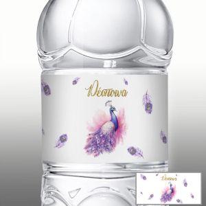 Sticker label purple peackok 2