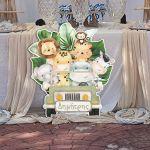 Wooden figure printed Cute watercolor animals Jeep leaves,driving a car