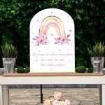 Wooden printed sign, Rainbow poem