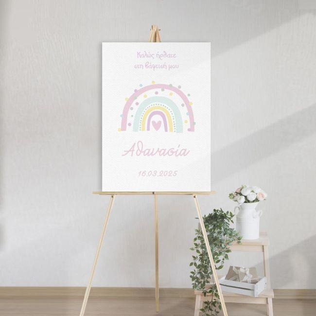 Canvas print welcome to my baptism,Rainbow pink pastel 2