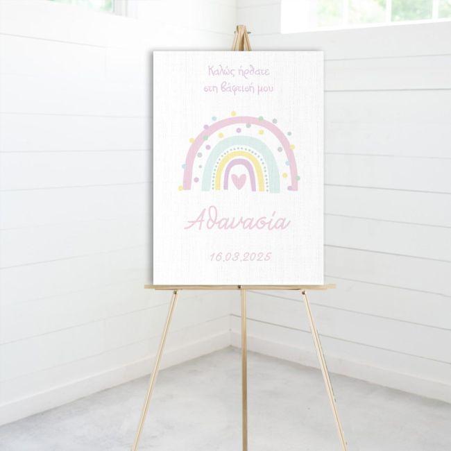 Canvas print welcome to my baptism,Rainbow pink pastel 2