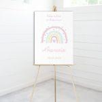 Canvas print welcome to my baptism,Rainbow pink pastel 2