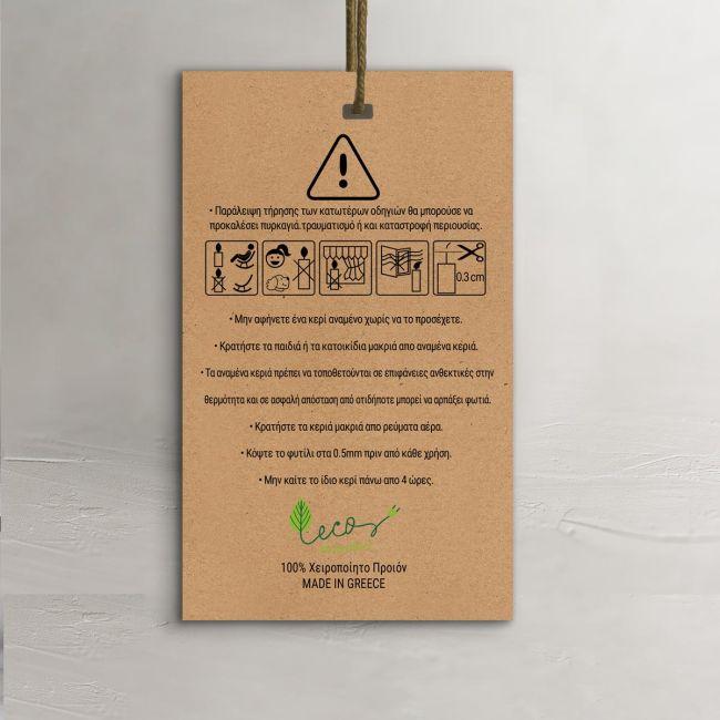 Cardboard kraft tags, candles safety guides