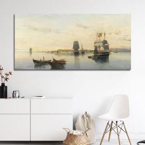 Canvas print Docked ships, Volanakis panoramic