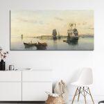 Canvas print Docked ships, Volanakis panoramic